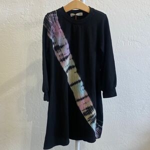 Fairwell Black Tie-Dye Long Sleeve Dress
